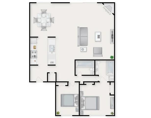 2 Bed 2 Bath 05-3D floor plan